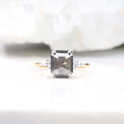 Emerald Cut Salt and Pepper Diamond Fashion Ring